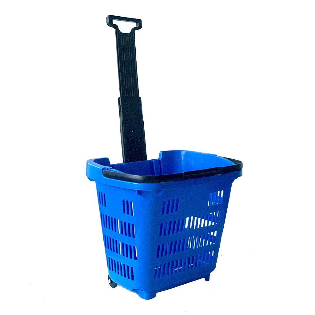 Canasto de compras plástico con ruedas